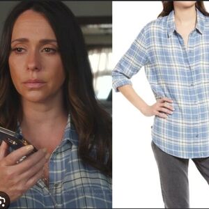 428-Nwot Treasure & Bond Light‎ Blue Plaid Casual Shirt Oversized